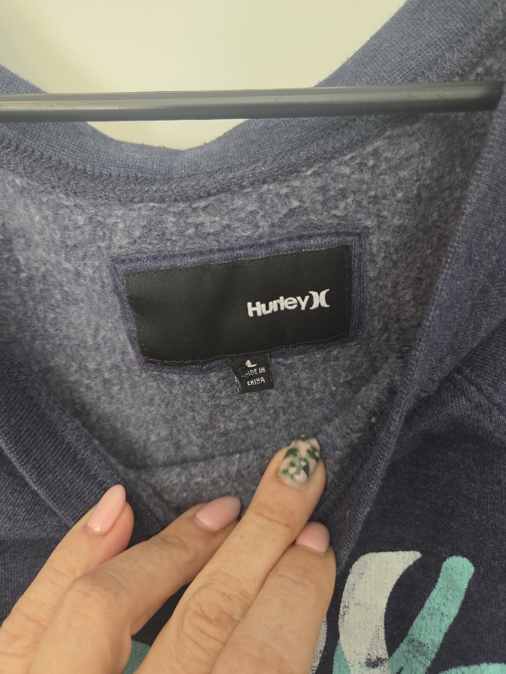 Hurley Navy Pullover Sweatshirt with Teal and White Script - Picture 4 of 5